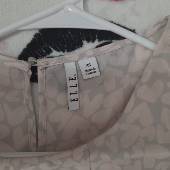 Elle Light Pink Heart Pattern Blouse / LC grey and cream polka dots - Picture 3 of 4